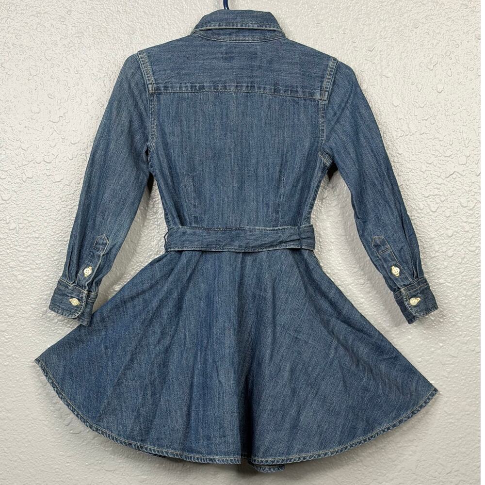 Ralph Lauren Blue Belted Cotton Denim Shirtdress / Size-3-3T - Picture 6 of 16